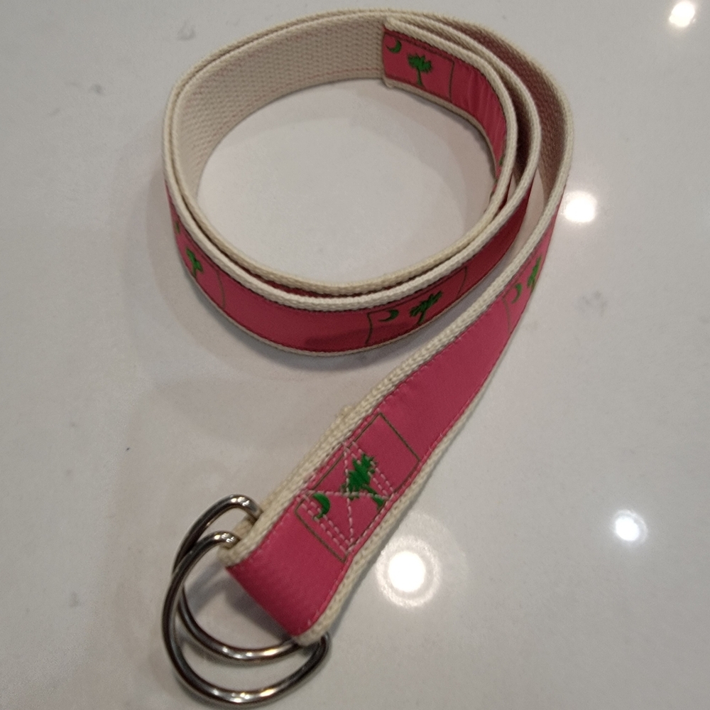 Moonshine L 43" 1.25" pink palm tree belt